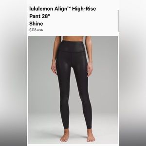 Lululemon Align Shine Leggings 28in Size 10